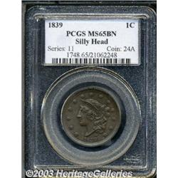 1839 1C Silly Head MS65 Brown PCGS.