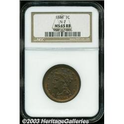 1846 1C Small Date MS65 Red and Brown NGC.