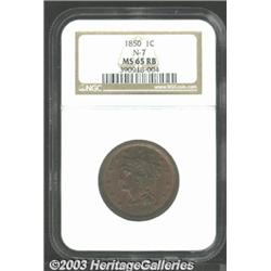 1850 1C MS65 Red and Brown NGC.