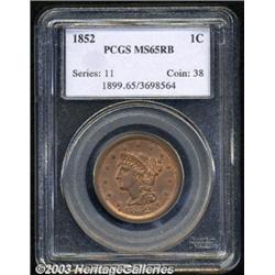1852 1C MS65 Red and Brown PCGS.
