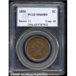 1854 1C MS65 Brown PCGS.