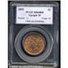 Image 1 : 1855 1C Upright 5s MS64 Red and Brown PCGS.