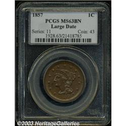 1857 1C Large Date MS63 Brown PCGS.