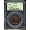 Image 1 : 1857 1C Large Date MS64 Brown PCGS.