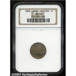 1858 1C Large Letters MS64 NGC.