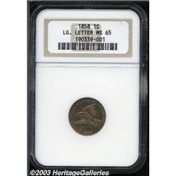 1858 1C Large Letters MS65 NGC.