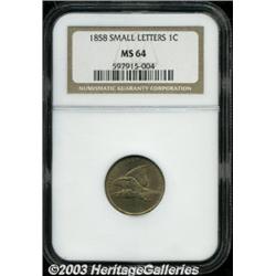 1858 1C Small Letters MS64 NGC.