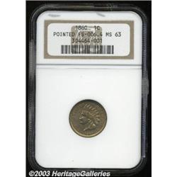 1860 1C Pointed Bust MS63 NGC.