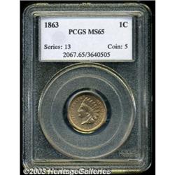 1863 1C MS65 PCGS.