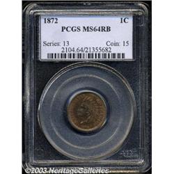 1872 1C MS64 Red and Brown PCGS.