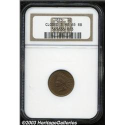 1873 1C Closed 3 MS65 Red and Brown NGC.