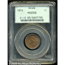 1874 1C MS65 Red and Brown PCGS.