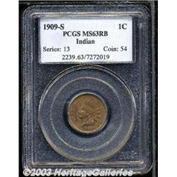 1909-S 1C MS63 Red and Brown PCGS.