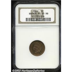 1864 1C Bronze No L PR65 Red and Brown NGC.