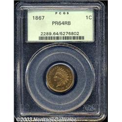 1867 1C PR64 Red and Brown PCGS.