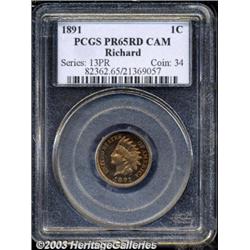 1891 1C PR65 Cameo PCGS.