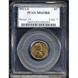 1911-S 1C MS65 Red PCGS.