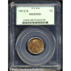 1912-S 1C MS65 Red PCGS.
