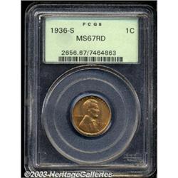 1936-S 1C MS67 Red PCGS.