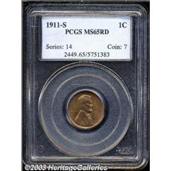1911-S 1C MS65 Red PCGS.
