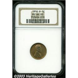 1916-S 1C MS64 Red NGC.