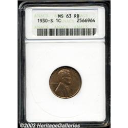 1930-S 1C MS63 Red and Brown ANACS.