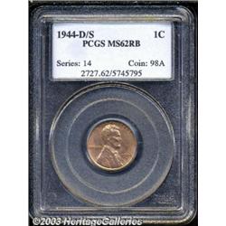 1944-D/S 1C MS62 Red and Brown PCGS.