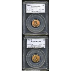 1945-D 1C MS67 Red PCGS, a fiery orange-red Sup
