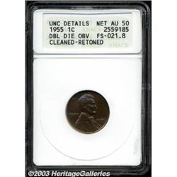1955/55 1C Doubled Die--Cleaned, Retoned--ANACS