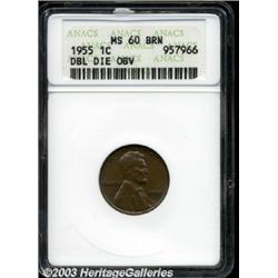 1955/55 1C Doubled Die MS60 Brown ANACS.