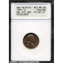 1955/55 1C Doubled Die--Recolored--ANACS.