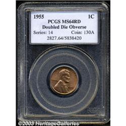 1955/55 1C Doubled Die MS64 Red PCGS.