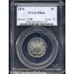 1874 5C PR66 PCGS.