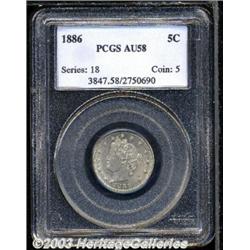 1886 5C AU58 PCGS.