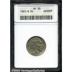 1921-S 5C VF30 ANACS.