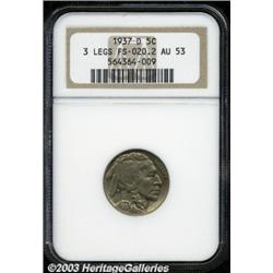 1937-D 5C Three-Legged AU53 NGC.