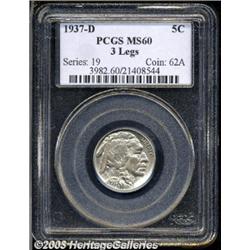 1937-D 5C Three-Legged MS60 PCGS.
