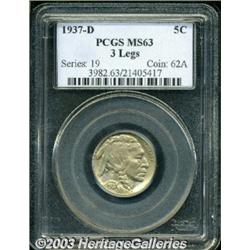1937-D 5C Three-Legged MS63 PCGS.