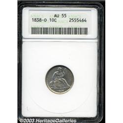 1838-O 10C No Stars AU55 ANACS.
