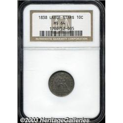 1838 10C Large Stars MS64 NGC.