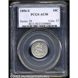 1856-S 10C AU50 PCGS.
