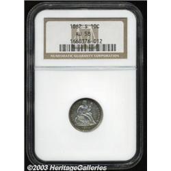 1862-S 10C AU58 NGC.