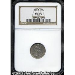 1866-S 10C AU55 NGC.
