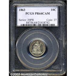 1863 10C PR64 Cameo PCGS.