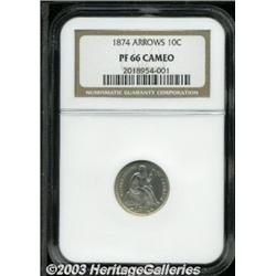 1874 10C Arrows PR66 Cameo NGC.
