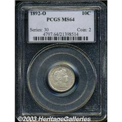 1892-O 10C MS64 PCGS.
