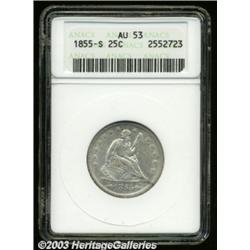 1855-S 25C Arrows AU53 ANACS.