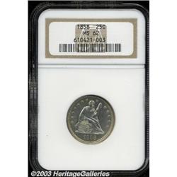 1858 25C MS62 NGC.
