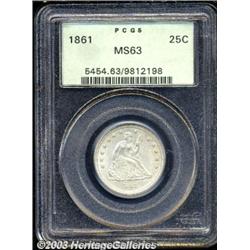1861 25C MS63 PCGS.