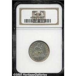 1881 25C MS64 NGC.